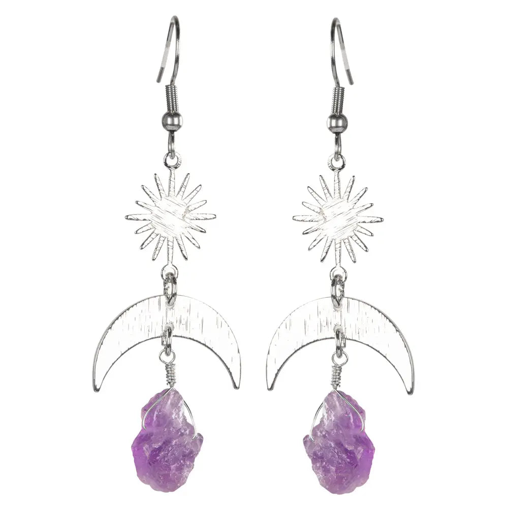 Celestial Balance Earrings - Amethyst