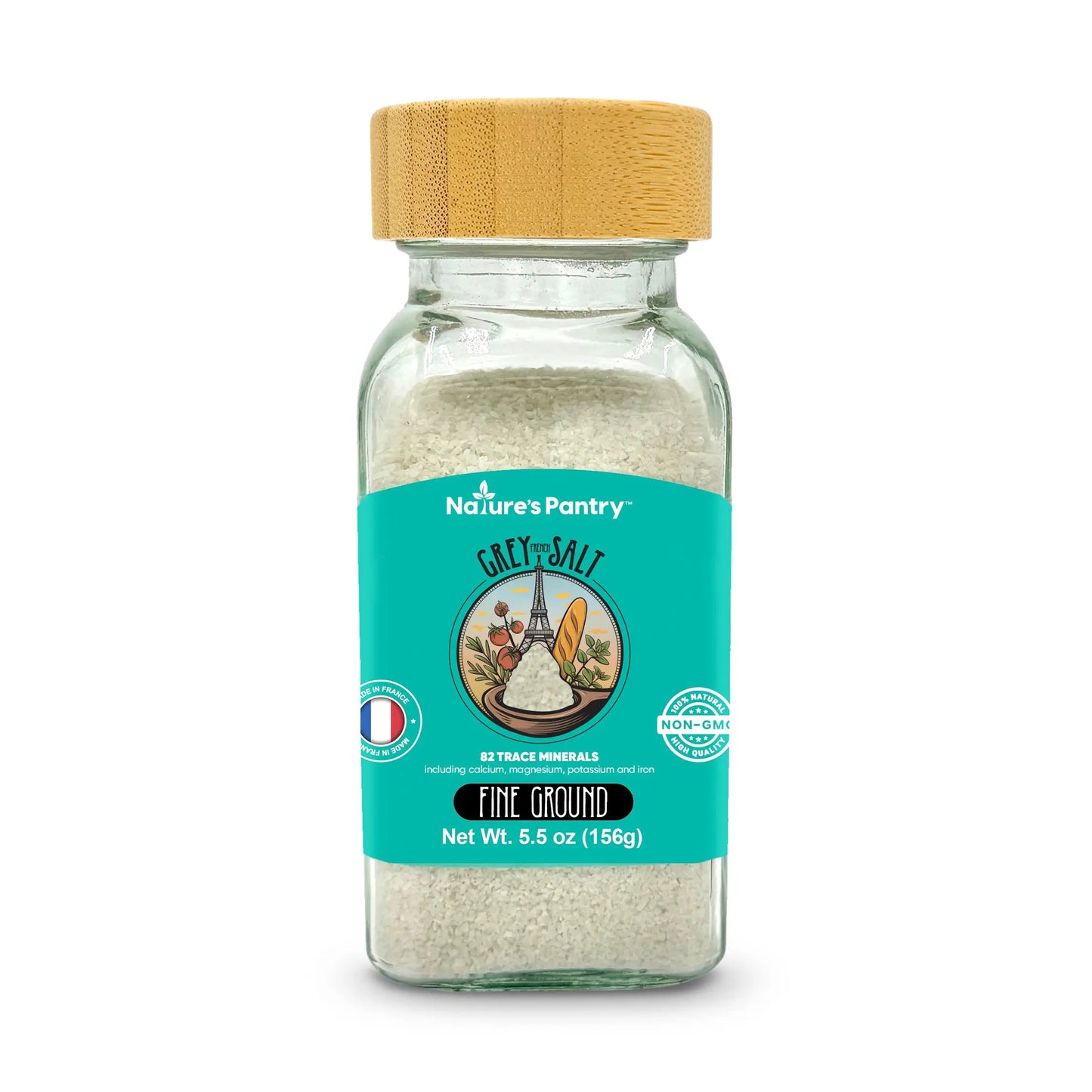 French Grey Sea Salt Harvested in Celtic Rgn— Glass Shaker