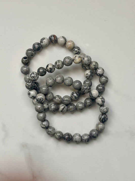 Grey Map Jasper Bracelet