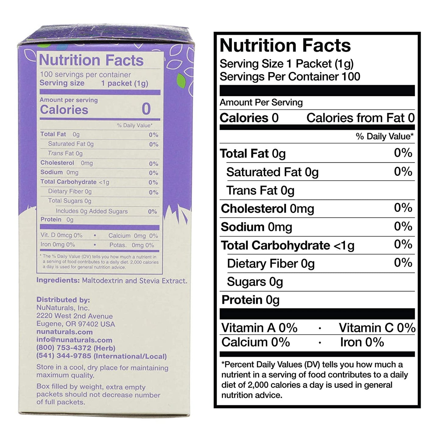 White Stevia Powder Blend 100 Packets - Shipment Expected 6/25