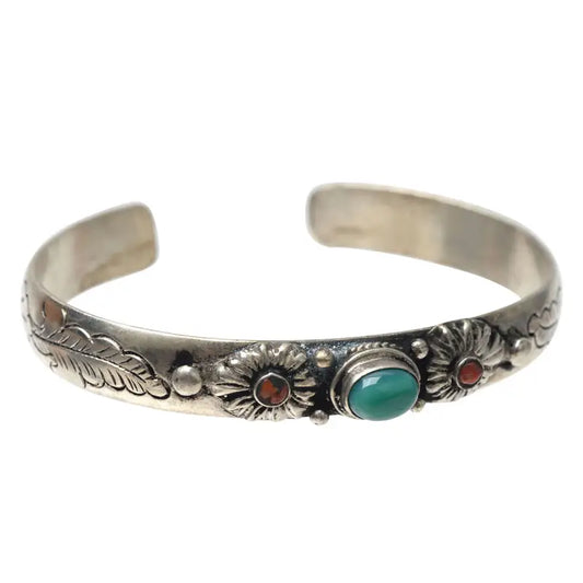 Turquoise Flower Cuff Bracelet